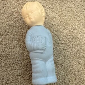 Avon  cologne Ceramic Figurine with Blue and Cream Accents